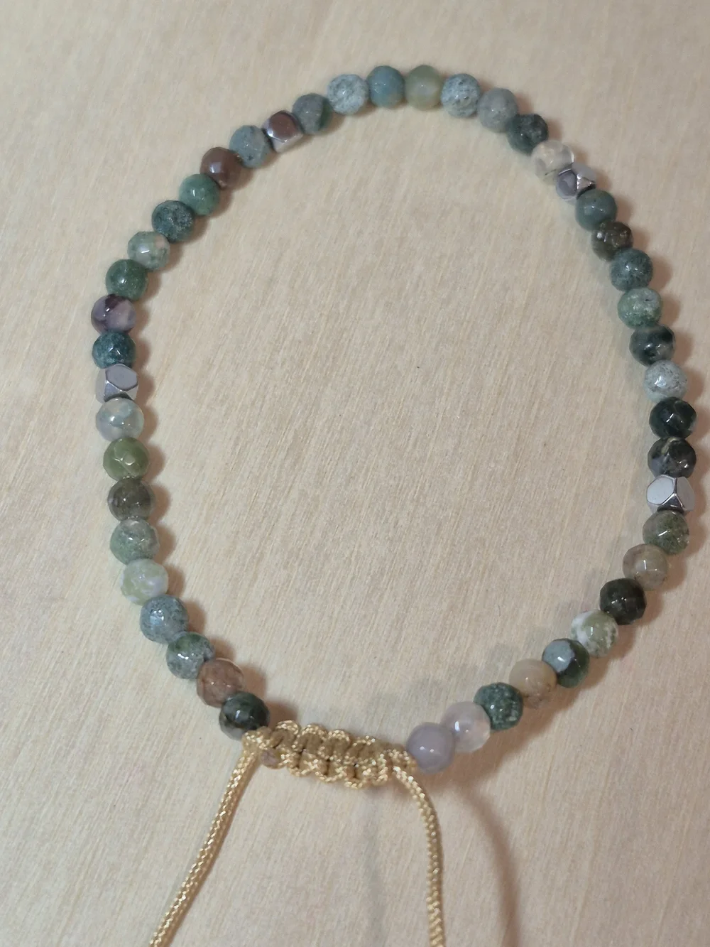 💚🩶NEW💚🩶 BEAUTIFUL!! Natural Stone MOSS AGATE Adjustable Bracelet
